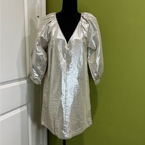 H&M Silver Shimmer Striped A-line Dress Size Extra Small